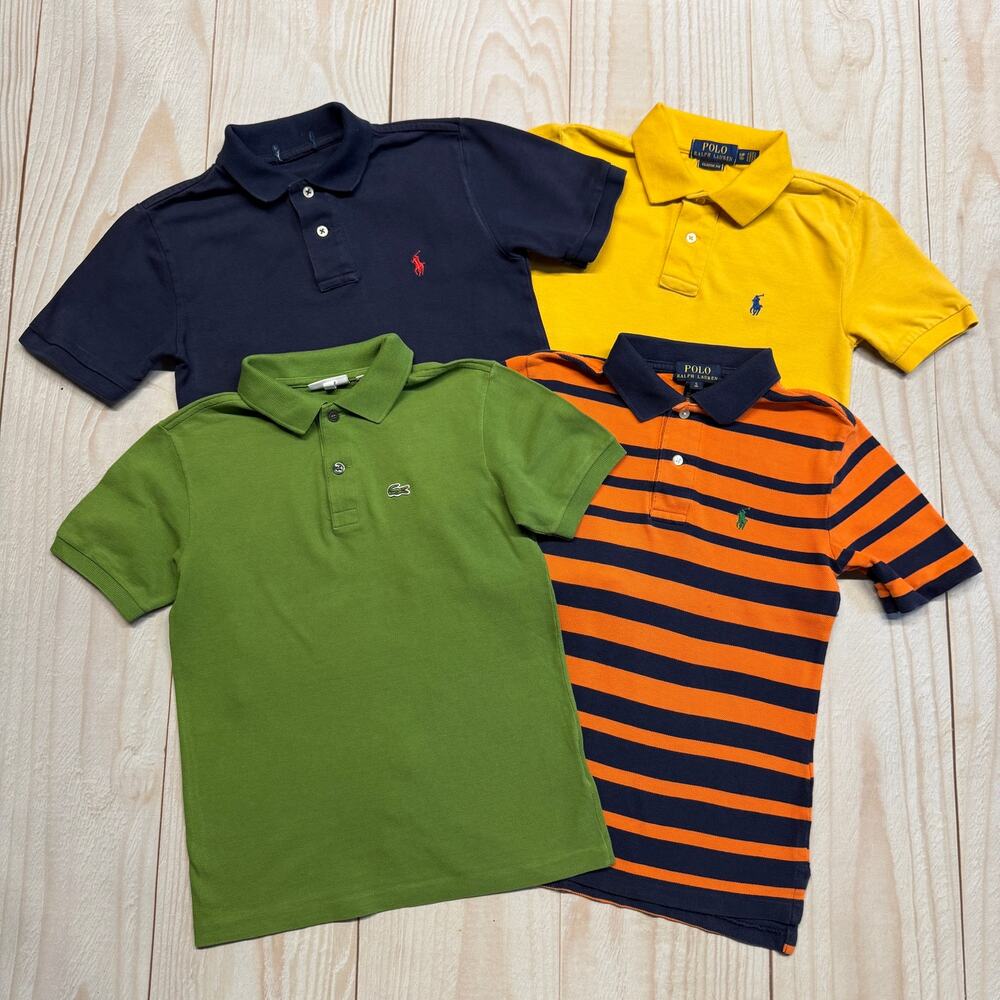 Lot of 4 Polo Ralph Lauren Lacoste Boys Size S (8) Short Sleeve Polo Shirt